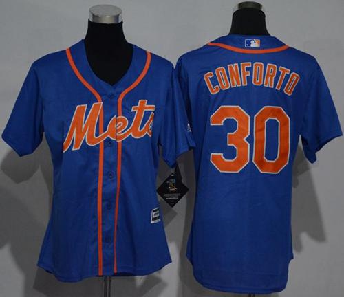Mets #30 Michael Conforto Blue Alternate Women's Stitched MLB Jersey - Click Image to Close